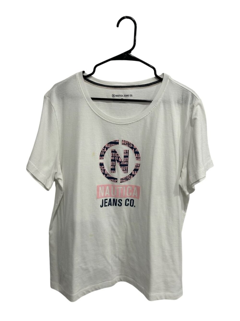 Nautica Jeans Co. XXL White Cotton Graphic T-Shirt Vintage Neutral Aesthetic